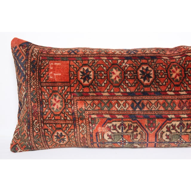 Mid 20th Century Rustic Vintage Handknotted Lumbar Rug Pillow Cushion Cover -16'' X 47'' For Sale - Image 5 of 8