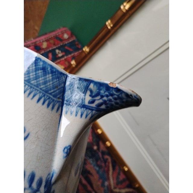 Blue Antique English Liverpool Pitcher For Sale - Image 8 of 10