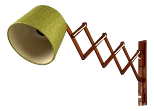 Aro Leuchten, Teak, Brass, Fabric, Scissor Wall Light, Germany, 1960s