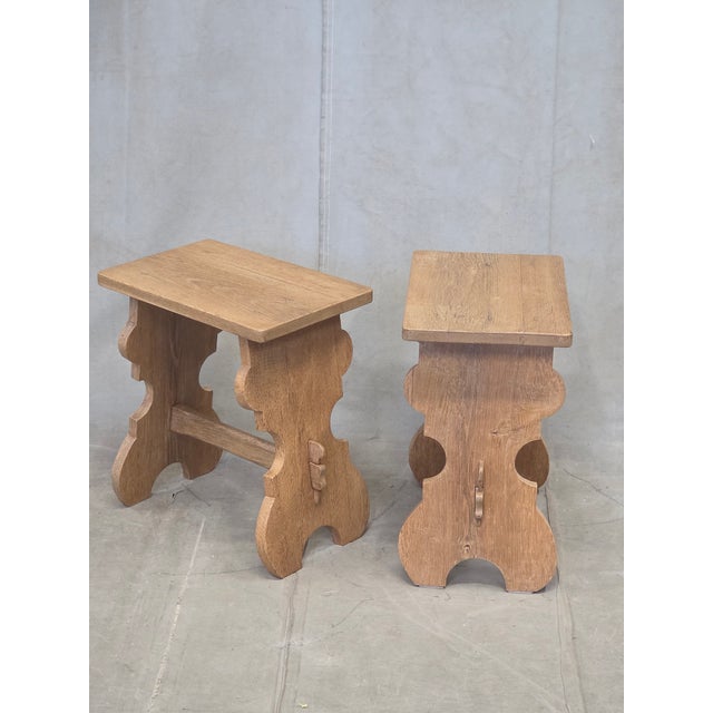 Early 20th Century Antique Early 20th Century Swiss Rustic White Oak Alpine Style Stools For Sale - Image 5 of 13
