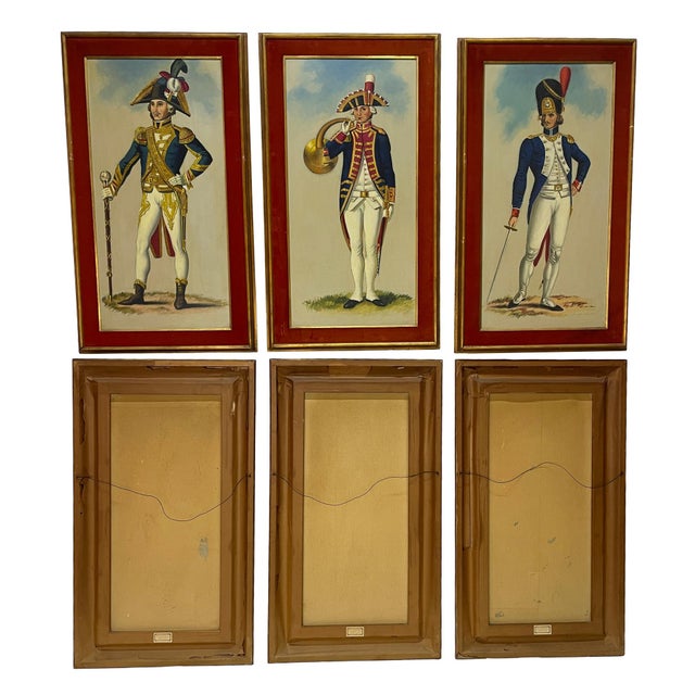 Early 20th Century French Napoleonic Military Figure Oil Paintings in Gilt Frames — Set of 6 For Sale - Image 15 of 16