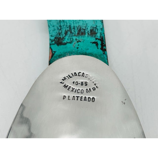 1980s Rare Emilia Castillo Taxco Parrot Silverplate & Verdigris Serving Utensils For Sale - Image 18 of 18