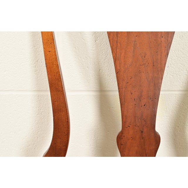 Wood Baker Furniture Queen Anne Carved Walnut Side Chairs or Dining Chairs, Pair For Sale - Image 7 of 14