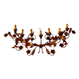 Vintage Italian Gilt Tole Wall Sconce, 1950 For Sale