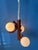 Mid-Century Brown Pendant Lamp with Opaline Glass Shades from Bony For Sale - Image 3 of 11