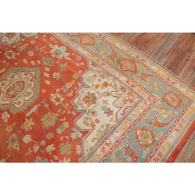 Traditional Orange Peel Antique Zabihi Collection Turkish Oushak Carpet For Sale - Image 3 of 9