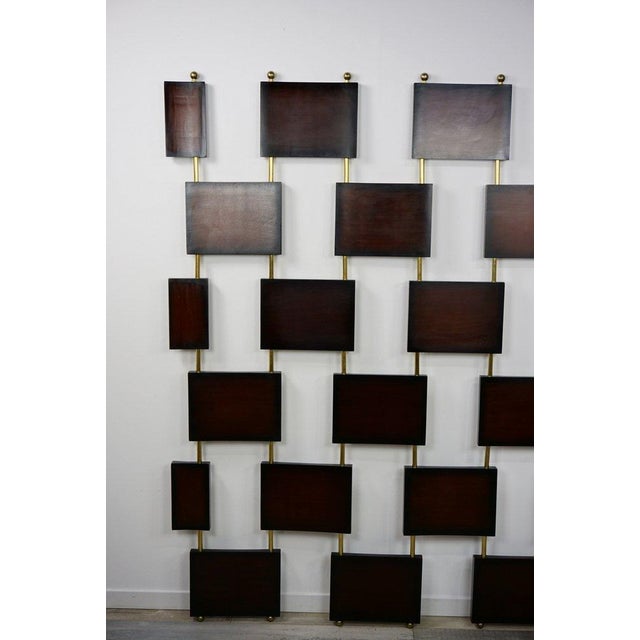 Wooden and Brass Room Screen Divider For Sale - Image 11 of 18