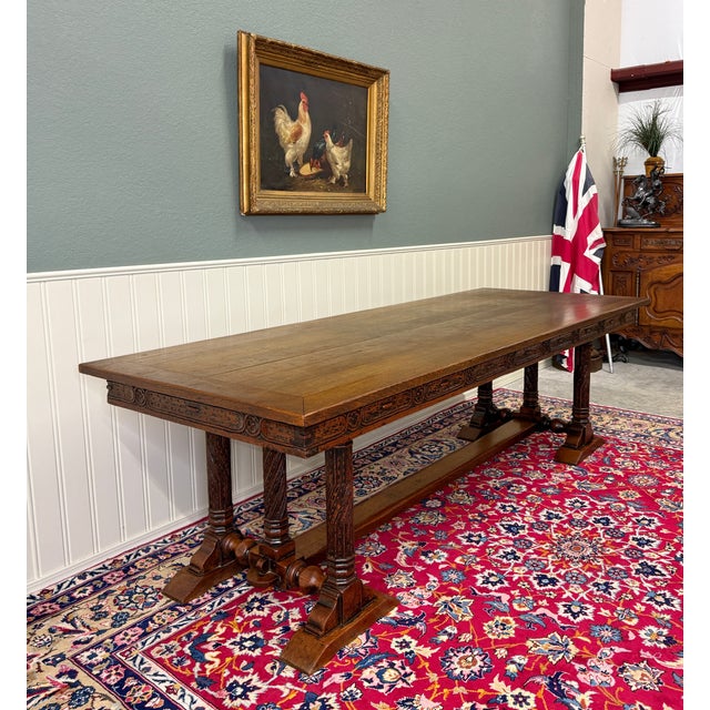 Antique French Renaissance Farmhouse Triple Baluster Dining Table Oak c.1900 For Sale - Image 18 of 18