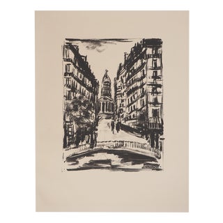 Maurice De Vlaminck, Rue Soufflot, Original Signed Lithograph For Sale