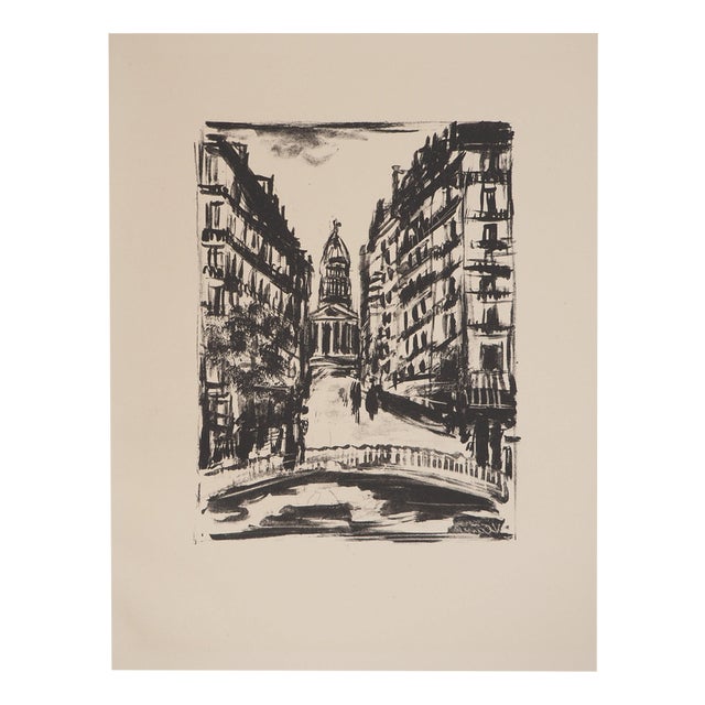 Maurice De Vlaminck, Rue Soufflot, Original Signed Lithograph For Sale