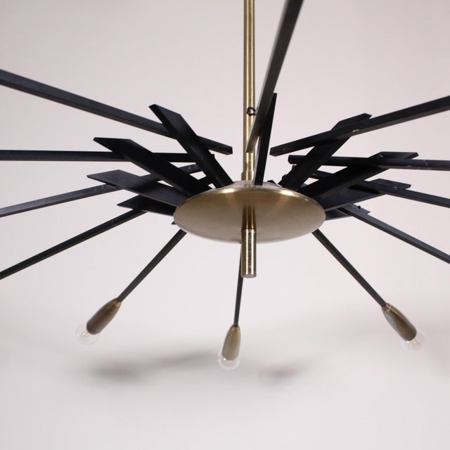 Mid-Century Brass & Black Metal Ceiling Lamp by Oscar Torlasco for Lumi For Sale - Image 12 of 15