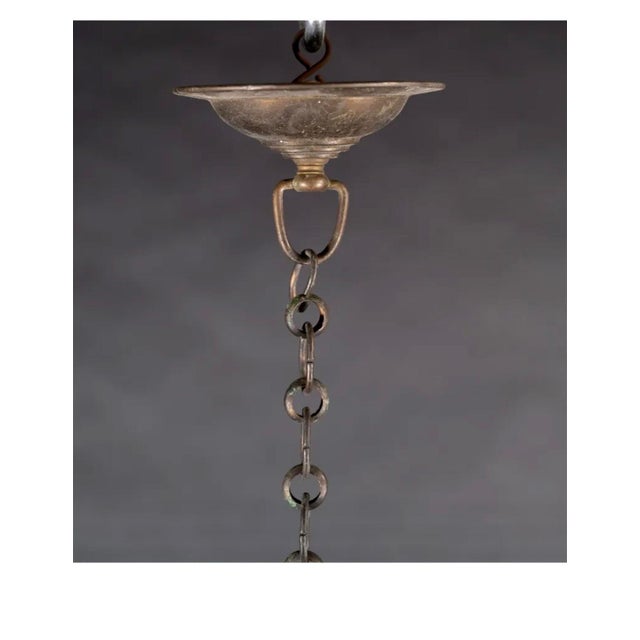 Bronze Rare Antique Judaica Hanging Bronze Jewish Synagogue or Temple Oil Lamp w Chain For Sale - Image 8 of 11
