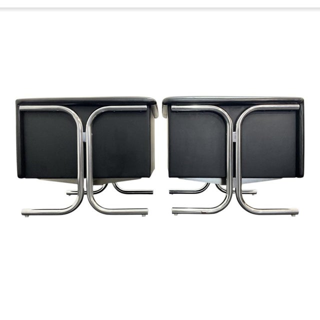 Metal Bauhaus Art Deco Lounge Chairs in Vinyl Leather, 1940s, Set of 2 For Sale - Image 7 of 18