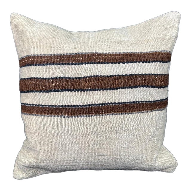 Turkish Hemp Pillow Cushion Natural Beige Brown Pillow Cushion Cover 20"x20" For Sale
