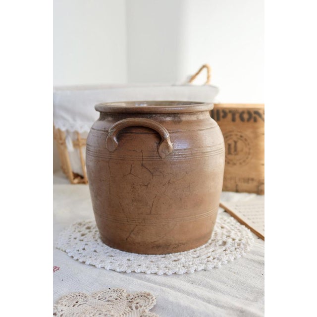 Brown Large Glazed Stoneware Jar For Sale - Image 8 of 8