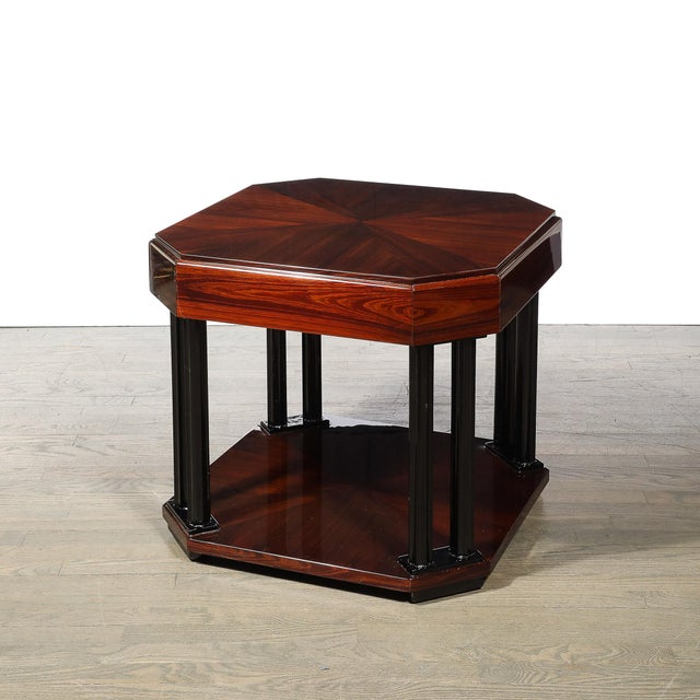 Art Deco Book-Matched Rosewood Occasional Table W/ Secret Button Drawers For Sale - Image 4 of 15