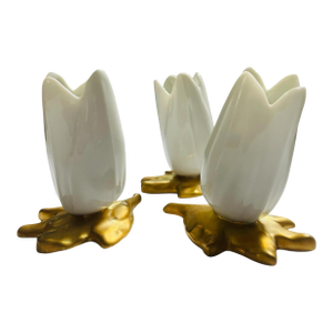 Vintage Italian Porcelain and Gold Match Holders