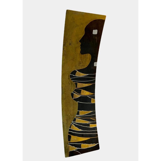 Modern Vintage Modernist Metal Womans Profile Wall Art Signed For Sale - Image 3 of 13