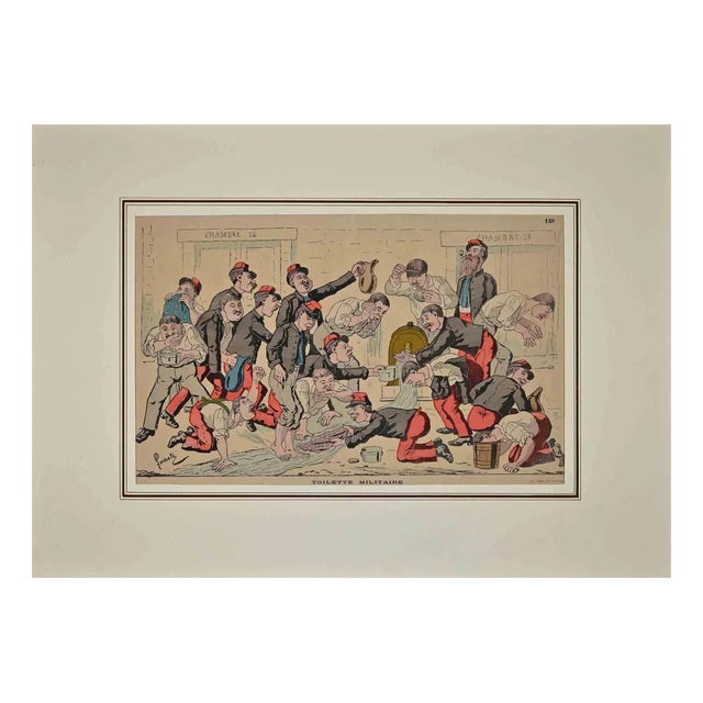 Toilette Militaire, Original Lithograph, 1888s For Sale