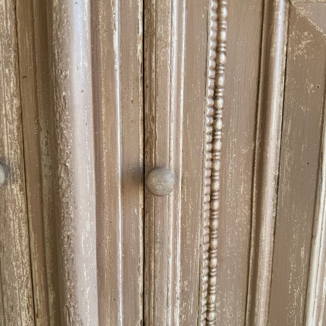 Vintage Style Painted Cabinet With Carvings For Sale - Image 11 of 18