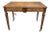 Mid 19th Century Regency Walnut & Rosewood Inlaid Table W/2 Drawers, Brass Beading, Ornate Handles, on Square Tapered Legs on Brass Casters For Sale