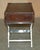 Hand Dyed Brown Leather Side Table with Chrome Base For Sale - Image 11 of 17