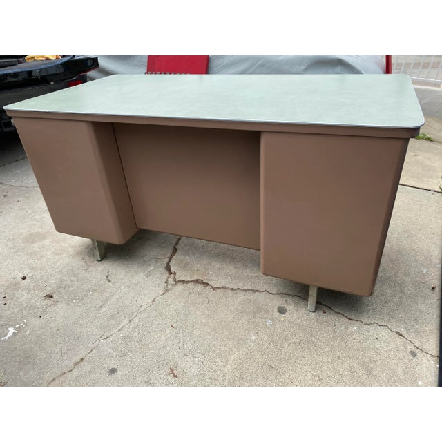 Vintage General Fireproofing Company Metal Tanker Desk For Sale - Image 9 of 13