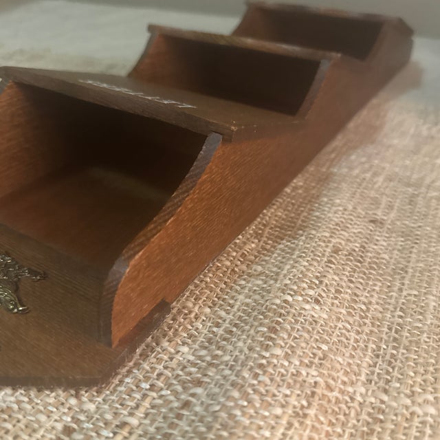 Wood Vintage MCM 3 Tier Wood Wall Mount Letters Holder Organizer For Sale - Image 7 of 7