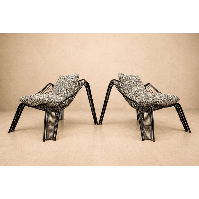 Pair of Organic-shaped Iron Armchairs with Bouclé Upholstery, Brazil, 1950s – Lot 677B For Sale - Image 14 of 18