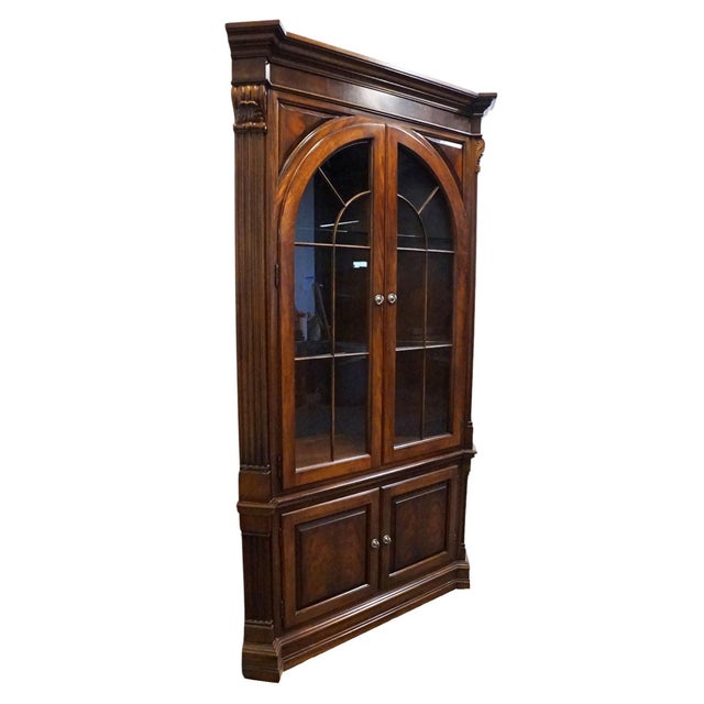 Traditional Ethan Allen Newport Collection Solid Cherry Traditional Style 51" Corner Curio Cabinet 34-6438 - Belmont 570 Finish For Sale - Image 3 of 8