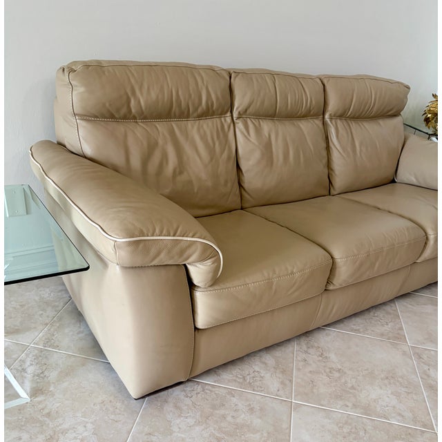 Natuzzi Natuzzi Editions Mocha Colored Leather Sofa For Sale - Image 4 of 11