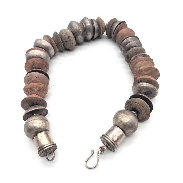 Vintage Silver & Stone Beaded Choker Necklace For Sale - Image 9 of 9