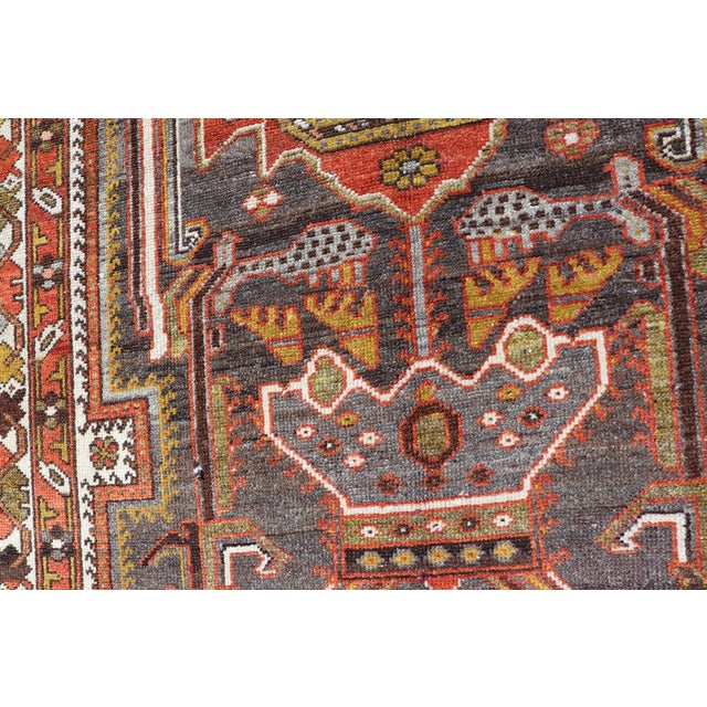 Antique Persian Bakhtiar Gallery Rug Featuring a Multi-Medallion Tribal Design For Sale In Atlanta - Image 6 of 16