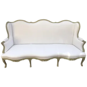 French Louis XVI Style Painted Settee or Sofa With Carving Detail, 19th Century