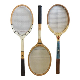 Vintage Designer Decorative Sport Tennis Racquets - Set of Three For Sale