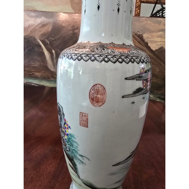 Antique Chinese Porcelain Signed Stamped Vase For Sale - Image 14 of 15