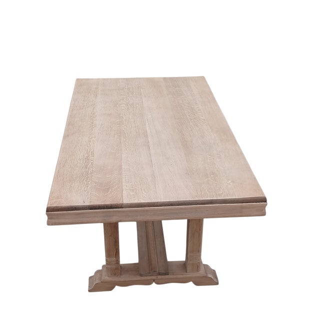 Wood Vintage French Trestle Farmhouse Dining Table in Oak by Master Cabinetmakers Postaire, 1940s For Sale - Image 7 of 11