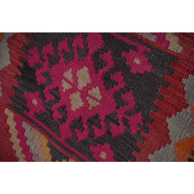 Dark Pink Vintage Striped Turkish Kilim Runner 2'8'' X 16'7'' For Sale - Image 8 of 11