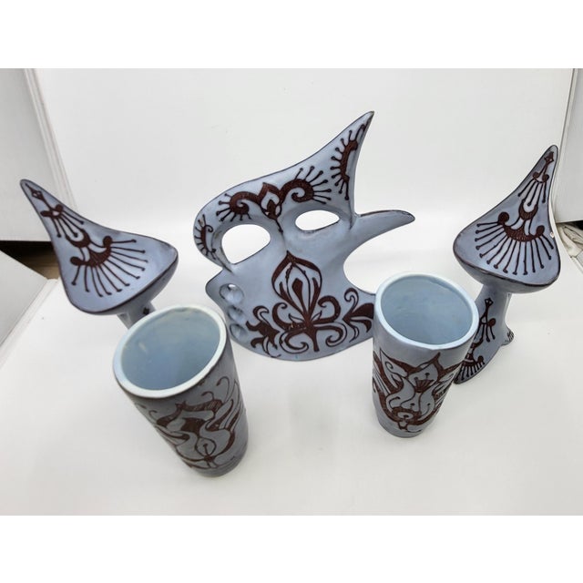 Ceramic Vintage Table Setting by Gabrielle Mackiewicz, France, 1950s, Set of 5 For Sale - Image 7 of 14