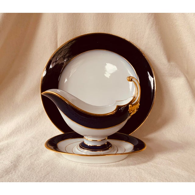 Magnificent C1930 French Art Deco Porcelain Sauce Boat Set With Underliner For Sale - Image 12 of 12