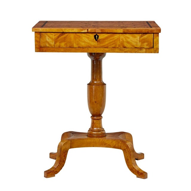 19th Century Empire Revival Swedish Inlaid Birch Side Table, 1880s For Sale - Image 9 of 9