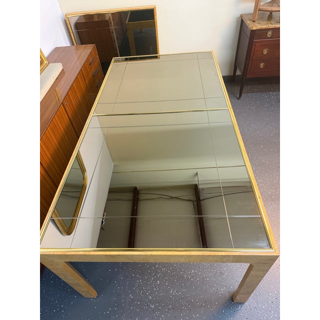 Henredon 1980s Henredon Scene Two Burl Wood Mirror Dining Table For Sale - Image 4 of 12