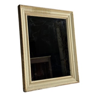 French Mirror in Ribbed White Frame, 1890s For Sale