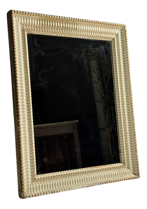 French Mirror in Ribbed White Frame, 1890s
