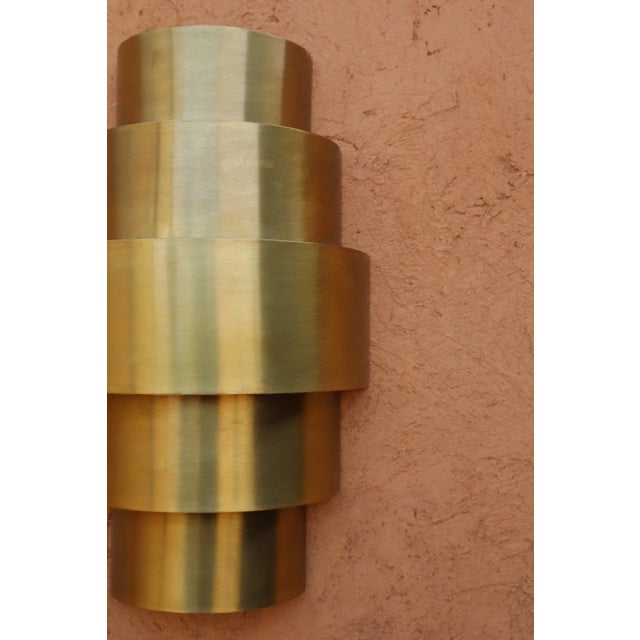 Handmade Art Déco Brass Wall Sconce Rounded Shape Shade For Sale - Image 6 of 10