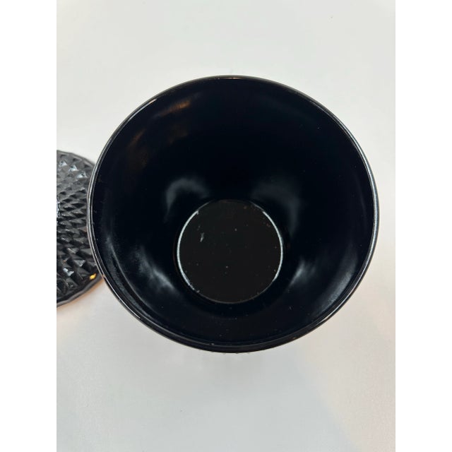 Mid-Century Modern 1950s Mid-Century Modern Cameo Black "Diamond Point" Glass Ice Tub Bucket by Tiara Indiana For Sale - Image 3 of 8
