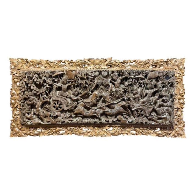 Indonesian Artist, Large Deeply Carved High Wall Relief of Ramayana, Ubudpeliatan or Gianyar, Bali, 19th Century, Teak For Sale - Image 10 of 10