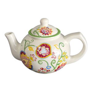 Vintage Viva Green Scandinavia Floral Vibrant Colors Tea Pot