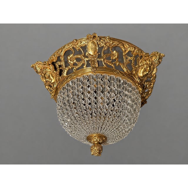 1970s Baroque Gold Bronze Crystal Chandelier Ceiling Lamp For Sale - Image 9 of 15
