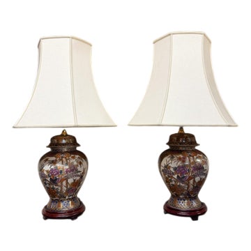 Satsuma Table Lamps with Shades, Set of 2 For Sale